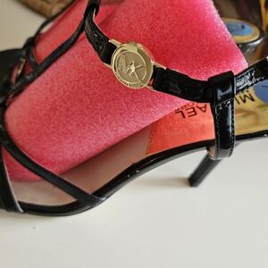Michael Kors Black Heels with Slim Straps and Adjustable Buckle